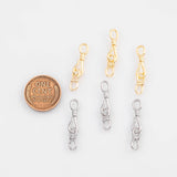 18K Gold PVD S-Hook Clasp 3x20mm, Carabiner Lock Connector, Spring Push Gate Finding Bracelet - Tarnish Resistant