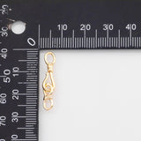 18K Gold PVD S-Hook Clasp 3x20mm, Carabiner Lock Connector, Spring Push Gate Finding Bracelet - Tarnish Resistant