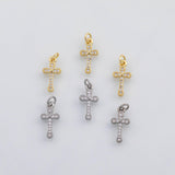18K Gold PVD Cross charm with blue eye - Tarnish Resistant