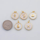 18K Gold PVD Enamel Ocean beach charm selection fish clam shell puka star fish s Charms - Tarnish Resistant