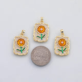 18K Gold PVD Enamel Flower charm s Charms - Tarnish Resistant