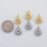 18K Gold PVD Evil eye charm with blue eye s Gold Charms - Tarnish Resistant