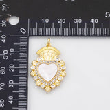 Mother of Pearl Sacred heart charm tarnish resistant gold PVD Plated