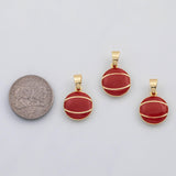 18K Gold PVD Basketball enamel sports charm Charms - Tarnish Resistant