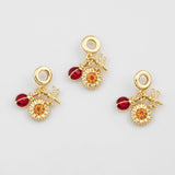 18K Gold PVD Dragonfly Flower Ladybuge Pendant, Enamel Charm - Tarnish Resistant