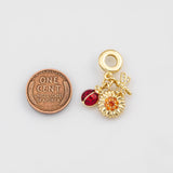 18K Gold PVD Dragonfly Flower Ladybuge Pendant, Enamel Charm - Tarnish Resistant
