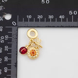 18K Gold PVD Dragonfly Flower Ladybuge Pendant, Enamel Charm - Tarnish Resistant