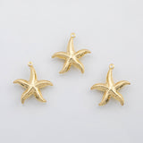 18K Gold PVD Starfish charm s Gold Charms - Tarnish Resistant