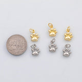 Paw charm dog paw charm 18k Gold Filled Charm Bar Bracelets and Necklaces Silver Pave CZ Minimalist Charms