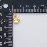 Paw charm dog paw charm 18k Gold Filled Charm Bar Bracelets and Necklaces Silver Pave CZ Minimalist Charms