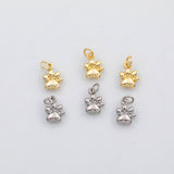 Paw charm dog paw charm 18k Gold Filled Charm Bar Bracelets and Necklaces Silver Pave CZ Minimalist Charms