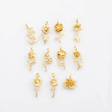 18K Gold PVD Birth Month Flower Pendant charm s Gold Charms - Tarnish Resistant
