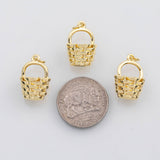 18K Gold PVD 3D Basket charm s Charms - Tarnish Resistant