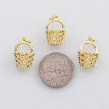 18K Gold PVD 3D Basket charm s Charms - Tarnish Resistant