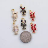 18K Gold PVD Lobster enamel charm s Gold Charms - Tarnish Resistant