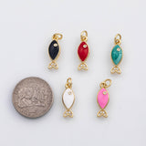 18K Gold PVD Fish Charm 5x15mm s Gold Charms - Tarnish Resistant