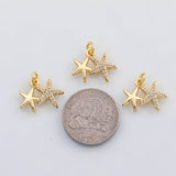 18K Gold PVD Double Starfish charm s Gold Charms - Tarnish Resistant