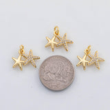 18K Gold PVD Double Starfish charm s Gold Charms - Tarnish Resistant