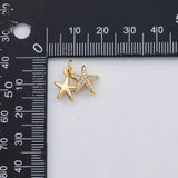 18K Gold PVD Double Starfish charm s Gold Charms - Tarnish Resistant