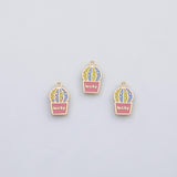 18K Gold pvd Lucky Cactus charm 22k s Gold Charms - Tarnish Resistant