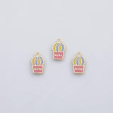 18K Gold PVD Lucky Cactus charm 22k s Gold Charms - Tarnish Resistant