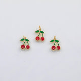 18K Gold PVD Cherry charm s Gold Charms - Tarnish Resistant