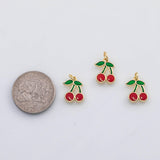 18K Gold PVD Cherry charm s Gold Charms - Tarnish Resistant