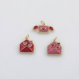 18K Gold PVD Heart envelope charm enamel charm charm s Charms - Tarnish Resistant