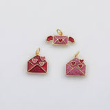 18K Gold PVD Heart envelope charm enamel charm charm s Charms - Tarnish Resistant