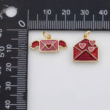 18K Gold PVD Heart envelope charm enamel charm charm s Charms - Tarnish Resistant