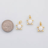 18K Gold PVD Turtle charm white enamel charm Mother of pearl charm s Charms - Tarnish Resistant