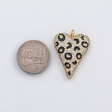 18K Gold PVD Jaguar leopard skin heart charm s Charms - Tarnish Resistant