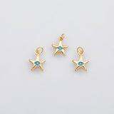 18K Gold PVD Starfish turquoise evil eye ocean beach charm charm s Charms - Tarnish Resistant