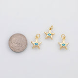 18K Gold PVD Starfish turquoise evil eye ocean beach charm charm s Charms - Tarnish Resistant