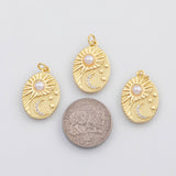 18K Gold PVD Sunburst moon star pearl charm charm charm s Charms - Tarnish Resistant