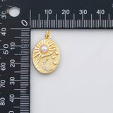 18K Gold PVD Sunburst moon star pearl charm charm charm s Charms - Tarnish Resistant