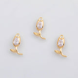 18K Gold PVD Flower charm s Gold Charms - Tarnish Resistant