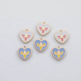 18K Gold PVD Bee heart charm 22k s Gold Charms - Tarnish Resistant