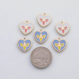 18K Gold PVD Bee heart charm 22k s Gold Charms - Tarnish Resistant