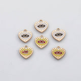 18K Gold PVD Evil Eye heart charm 22k s Gold Charms - Tarnish Resistant