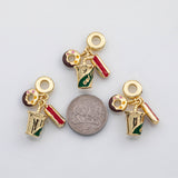 18K Gold pvd Coffee hot dogs donuts Charm Charms Pora Style Charms Large hole charm - Tarnish Resistant