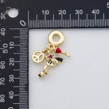 18K Gold PVD Rose gun peace Charm Charms Pora Style Charms Large hole charm - Tarnish Resistant
