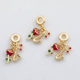 18K Gold PVD Sax Rose Music Charm Charms Pora Style Charms Large hole charm - Tarnish Resistant