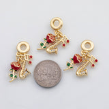 18K Gold PVD Sax Rose Music Charm Charms Pora Style Charms Large hole charm - Tarnish Resistant
