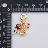 18K Gold PVD Sax Rose Music Charm Charms Pora Style Charms Large hole charm - Tarnish Resistant