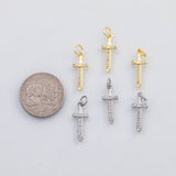 18K Gold PVD Sword charm s Gold Charms - Tarnish Resistant