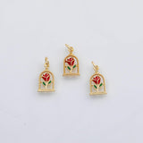 18K Gold PVD Rose Flower charm koi gold Rose Flower 22K s Charms - Tarnish Resistant