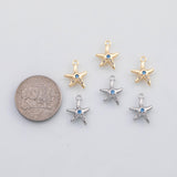 18K Gold PVD Starfish Charms 22k s White Gold Charms - Tarnish Resistant
