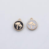 18K Gold pvd Palm Tree Charms s White Gold Charms - Tarnish Resistant