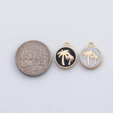 18K Gold PVD Palm Tree Charms s White Gold Charms - Tarnish Resistant